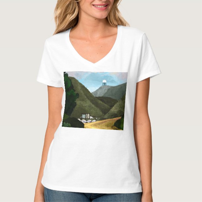 Nehmen Sie eine Wanderung. Der V-Hals der Frauen T-Shirt (Vorderseite)