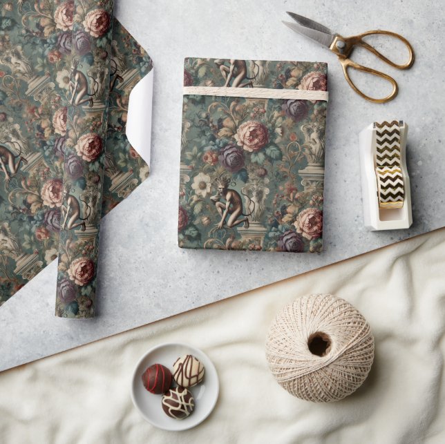 Nehmen Sie einen Bow - Gothic Floral Design Geschenkpapier (Kunsthandwerk)