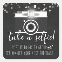 Nehmen Sie einen Selfie-Kundenbindungsaufkleber.