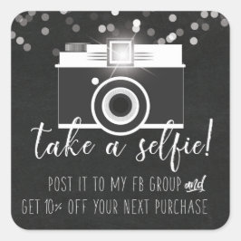 Nehmen Sie einen Selfie-Kundenbindungsaufkleber. Quadratischer Aufkleber