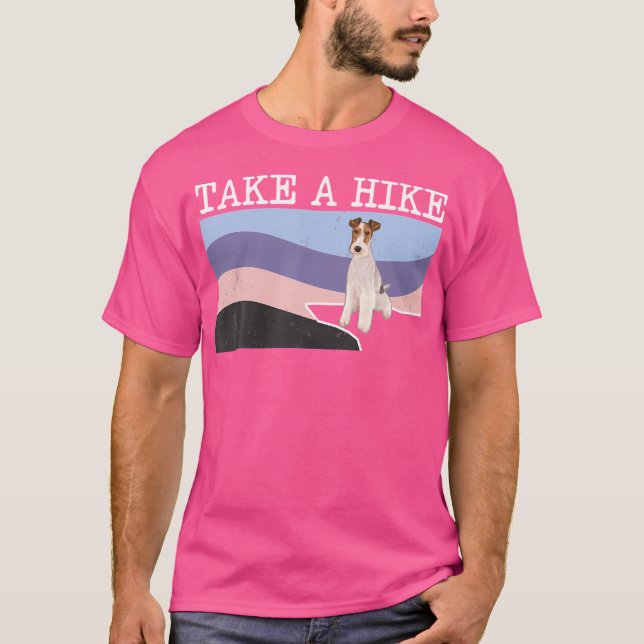 Nehmen Sie einen Wanderdraht Fox Terrier Funny Gra T-Shirt (Vorderseite)