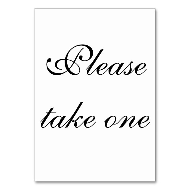 Nehmen Sie eins Dankeschön Tischkarte Tischnummer (Vorderseite)