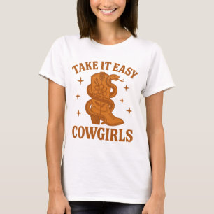 Nehmen Sie es Easy Cowgirls Retro Western Boho T-Shirt