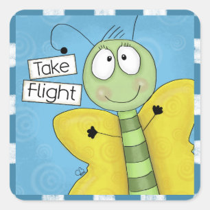 Nehmen Sie Flight Butterfly Quadratischer Aufkleber