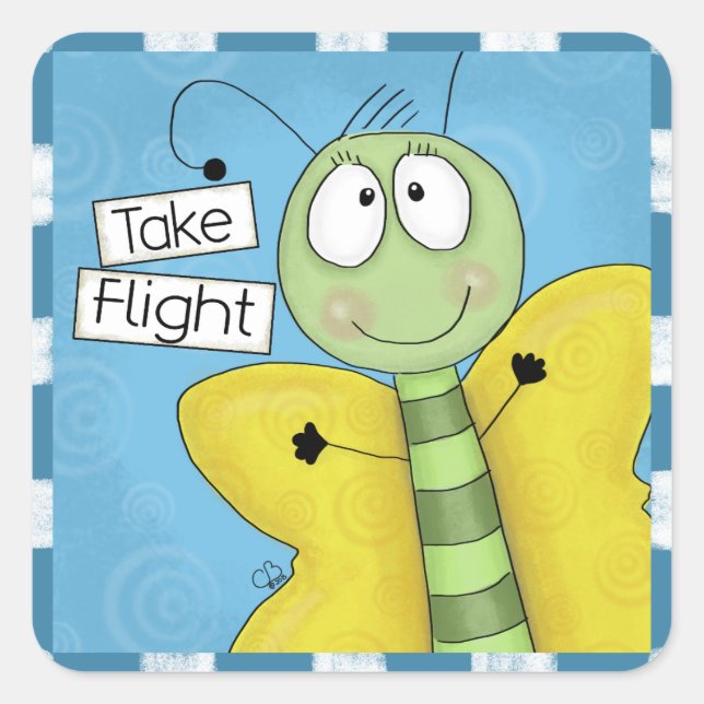 Nehmen Sie Flight Butterfly Quadratischer Aufkleber (Vorderseite)