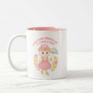 Nehmen Sie Ihre Regenschirme Kitty-Design Zweifarbige Tasse