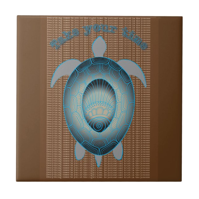 Nehmen Sie Ihre Zeit Schildkröte motivierend Zitat Fliese (Vorderseite)