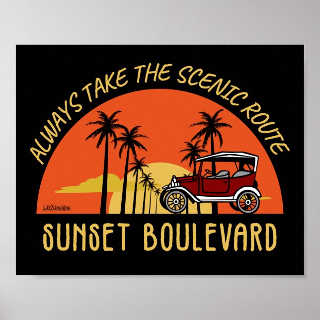 NEHMEN SIE IMMER DEN LANDSCHAFTLICHEN ROUTE SUNSET POSTER (Vorne)