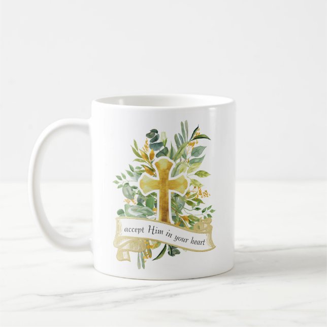 Nehmen Sie Jesus in Ihrem Herzen einfache Christli Kaffeetasse (Links)