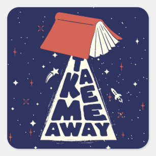 Nehmen Sie mich weg Bucher Funny Book Liebhaber Quadratischer Aufkleber