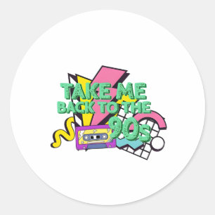 Nehmen Sie mich zurück in die 90er Jahre Color Pop Runder Aufkleber