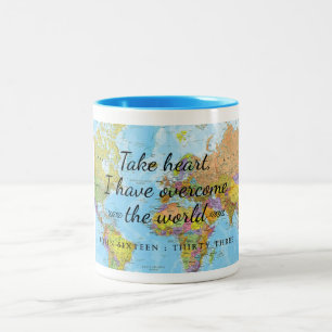 Nehmen Sie sich das Herz, ich habe die Welt überw Zweifarbige Tasse