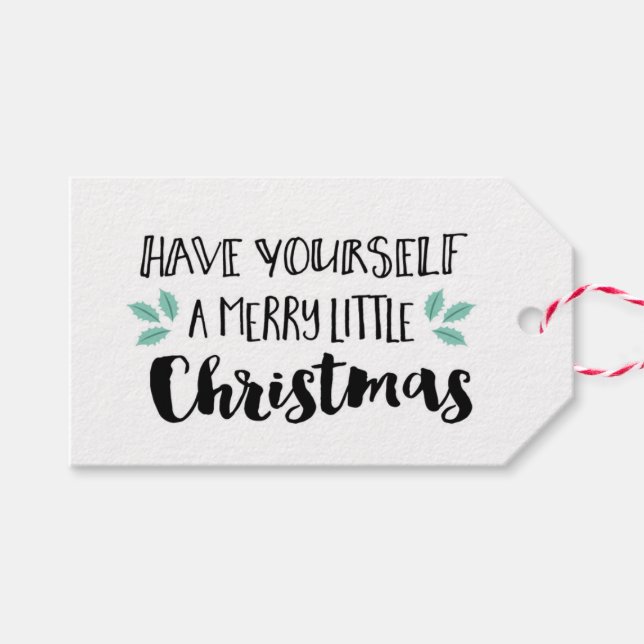 Nehmen Sie sich ein fröhliches Weihnachtsgeschenk Geschenkanhänger (Vorderseite (Horizontal))