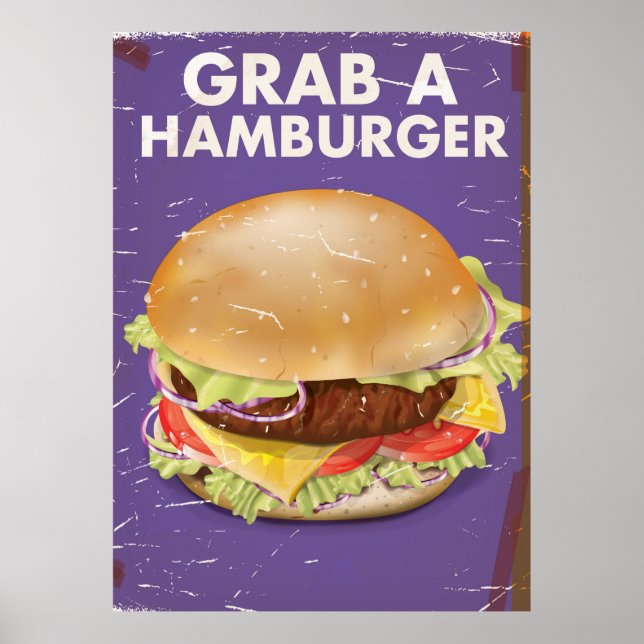 Nehmen Sie sich ein Hamburger Vintag Food Poster. Poster (Vorne)