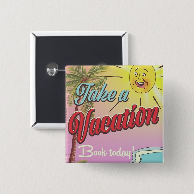 Nehmen Sie sich ein Urlaubbuch heute! Button (Vorne & Hinten)