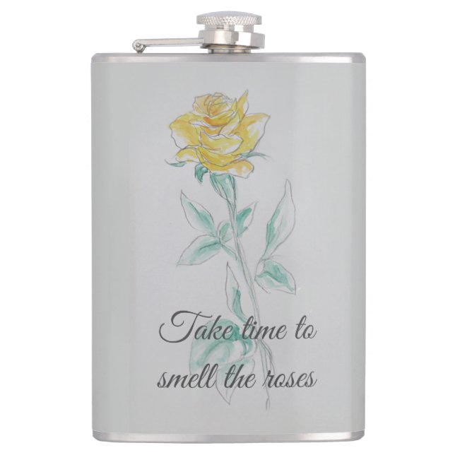 Nehmen Sie sich Zeit... in Vinyl eingeschlagener F Flachmann (Vorderseite)