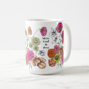 Nehmen Sie sich Zeit, um die Blume Mixed Media Des Kaffeetasse