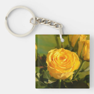 Nehmen Sie sich Zeit, um die gelbe Rose zu riechen Schlüsselanhänger
