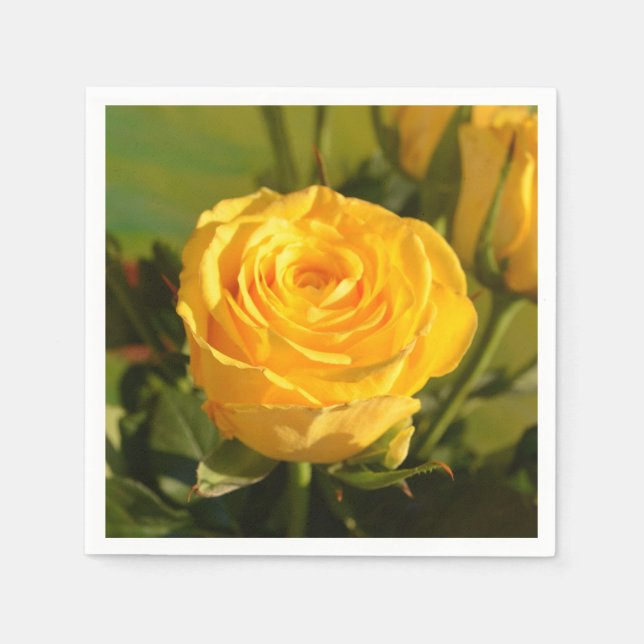 Nehmen Sie sich Zeit, um die gelbe Rose zu riechen Serviette (Vorderseite)