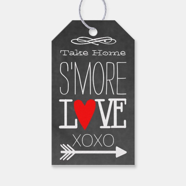 Nehmen Sie Zuhause S'more Liebe Chalkboard Gastfav Geschenkanhänger (Vorderseite)
