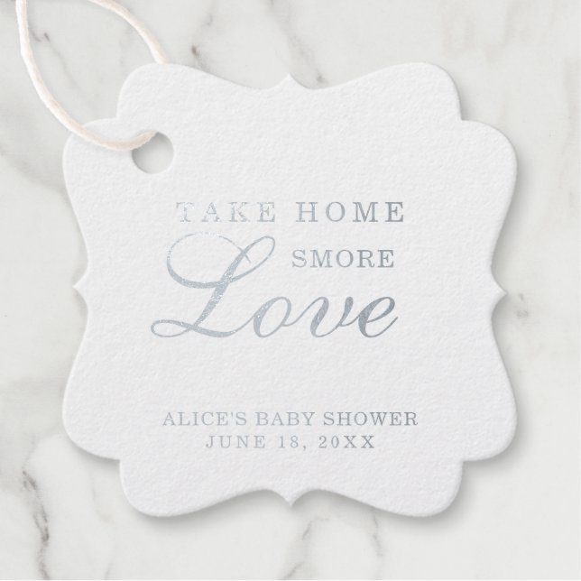 Nehmen Sie Zuhause Smore Liebe Silver Foil Babydus Geschenkanhänger (Vorderseite)