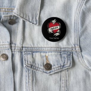 Nehmen und in Liebe Vintage Tattoo Herz Verlobung Button