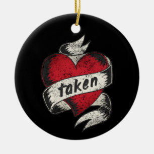 Nehmen und in Liebe Vintage Tattoo Herz Verlobung Keramik Ornament