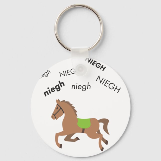 Neigh Horse Niedlich Emoji Schlüsselanhänger (Vorderseite)
