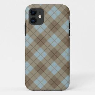 Neigung kariert im Blau und in Brown Case-Mate iPhone Hülle