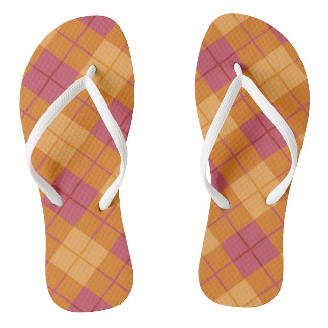 Neigung kariert in der Orange und im Rosa Flip Flops (Fußbett)