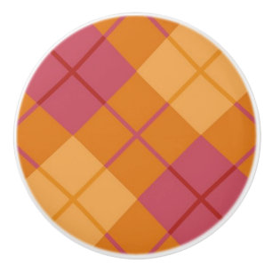 Neigung kariert in der Orange und im Rosa Keramikknauf