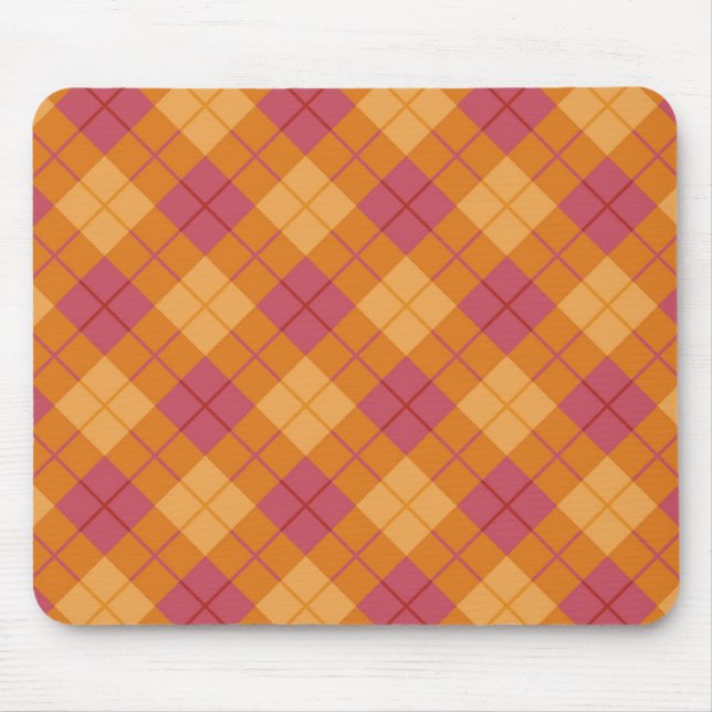 Neigung kariert in der Orange und im Rosa Mousepad (Vorne)