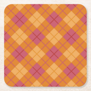 Neigung kariert in der Orange und im Rosa Rechteckiger Pappuntersetzer