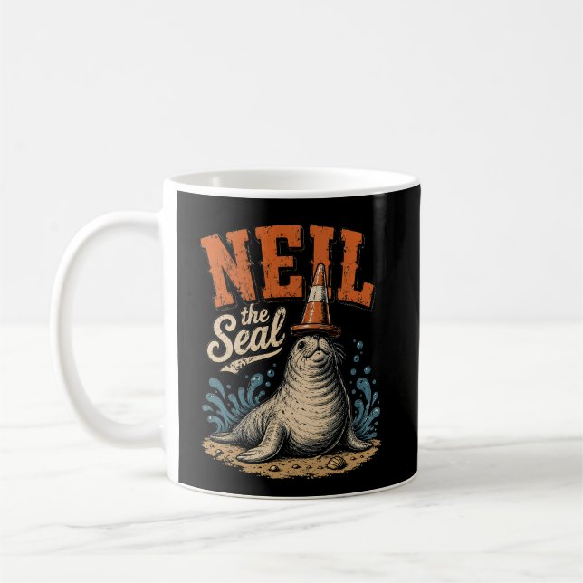 Neil die Robbe Lustiger Verkehrscone Retro-Meme Kaffeetasse (Links)