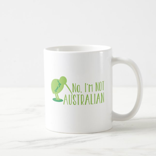 Nein, bin ich NICHT AUSTRALISCH (mit Kiwivogel und Tasse (Rechts)