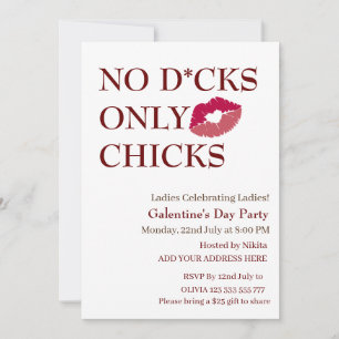 Nein D*cks only Chicks Galentine's Day Ladys Night Einladung