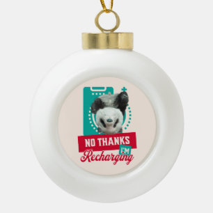 Nein danke, ich lade Panda Bear Cub Battery wieder Keramik Kugel-Ornament