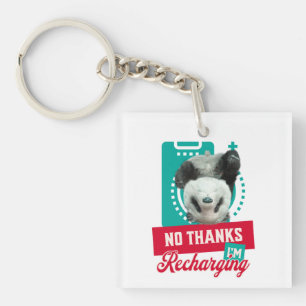 Nein danke, ich lade Panda Bear Cub Battery wieder Schlüsselanhänger