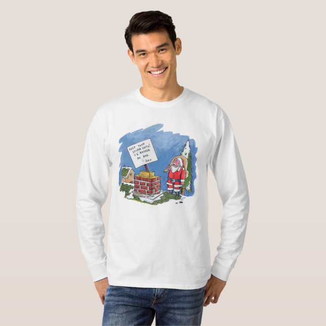 Nein zu den Weihnachtsmänner weiße lange Ärmel T - T-Shirt (Vorne ganz)