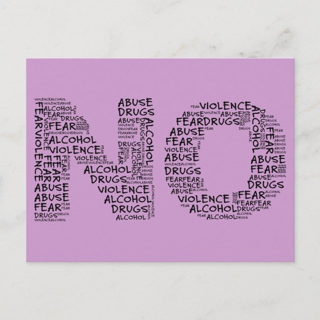 Nein zu Gewalt, Missbrauch, Drogen, Alkohol und An Postkarte (Vorderseite)