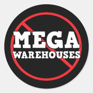 Nein zu Mega Warehouses Runder Aufkleber