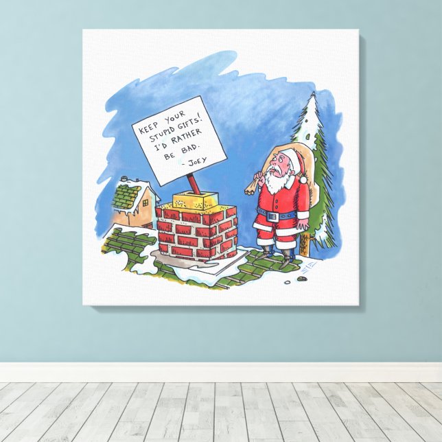 Nein zu Santa canvas Leinwanddruck (Insitu (Holzboden))
