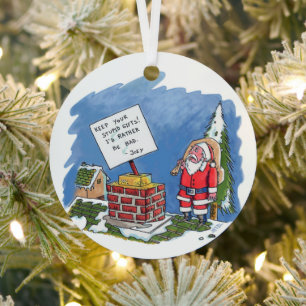 Nein zu Santa rundes Metallornament Ornament Aus Metall