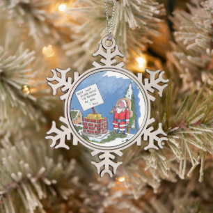 Nein zu Santa-Schneeflocken-Zinn-Ornament Schneeflocken Zinn-Ornament