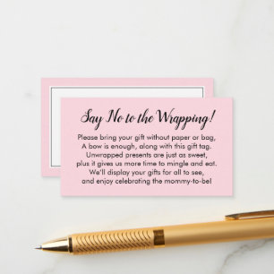 Nein zum Wrapping Baby Shooter Pink Gift Card Begleitkarte