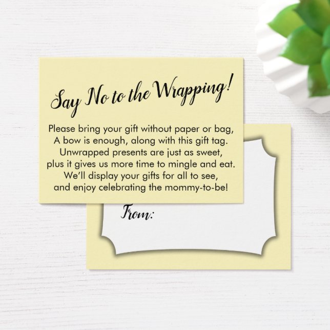 Nein zum Wrapping Baby Shooter Yellow Gift Card (Schreibtisch)