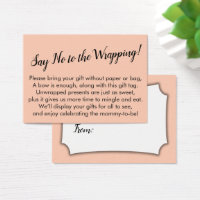 Nein zum Wrapping Baby Showsalmon Geschenkkarte