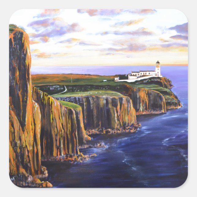 Neist Point - Isle of Skye Quadratischer Aufkleber (Vorderseite)