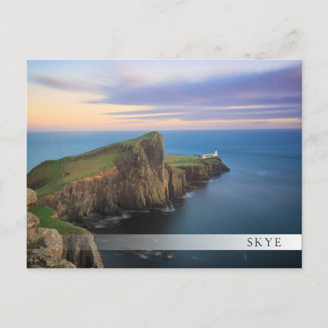 Neist Point Leuchtturm auf Skye bei Sonnenuntergan Postkarte (Vorderseite)