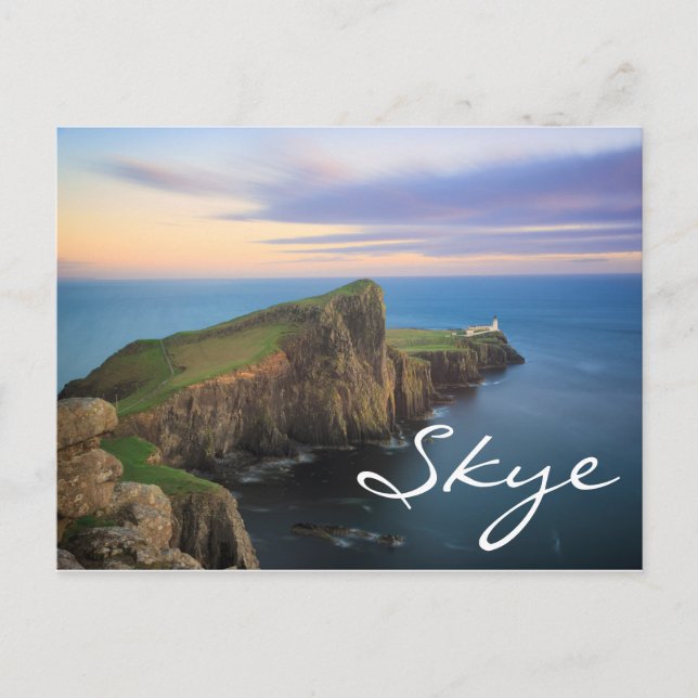 Neist Point Leuchtturm auf Skye bei Sonnenuntergan Postkarte (Vorderseite)
